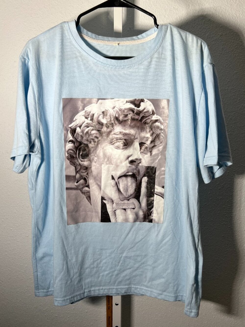 SHEIN Light Blue Offensive Graphic Image Tee T-Shirt SZ XL